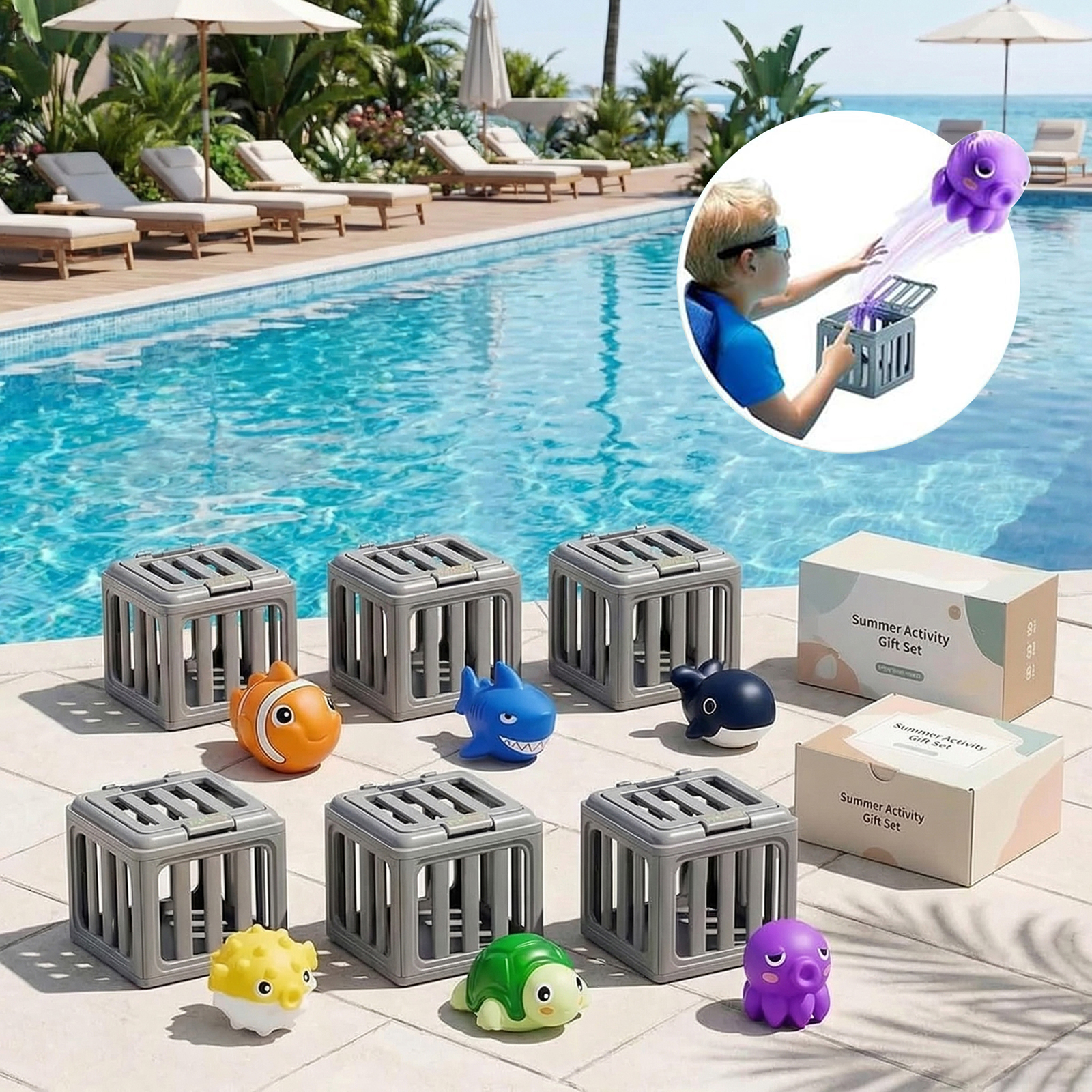 Kids Outdoor Adventure - Kids Pool Diving Toys with Fish