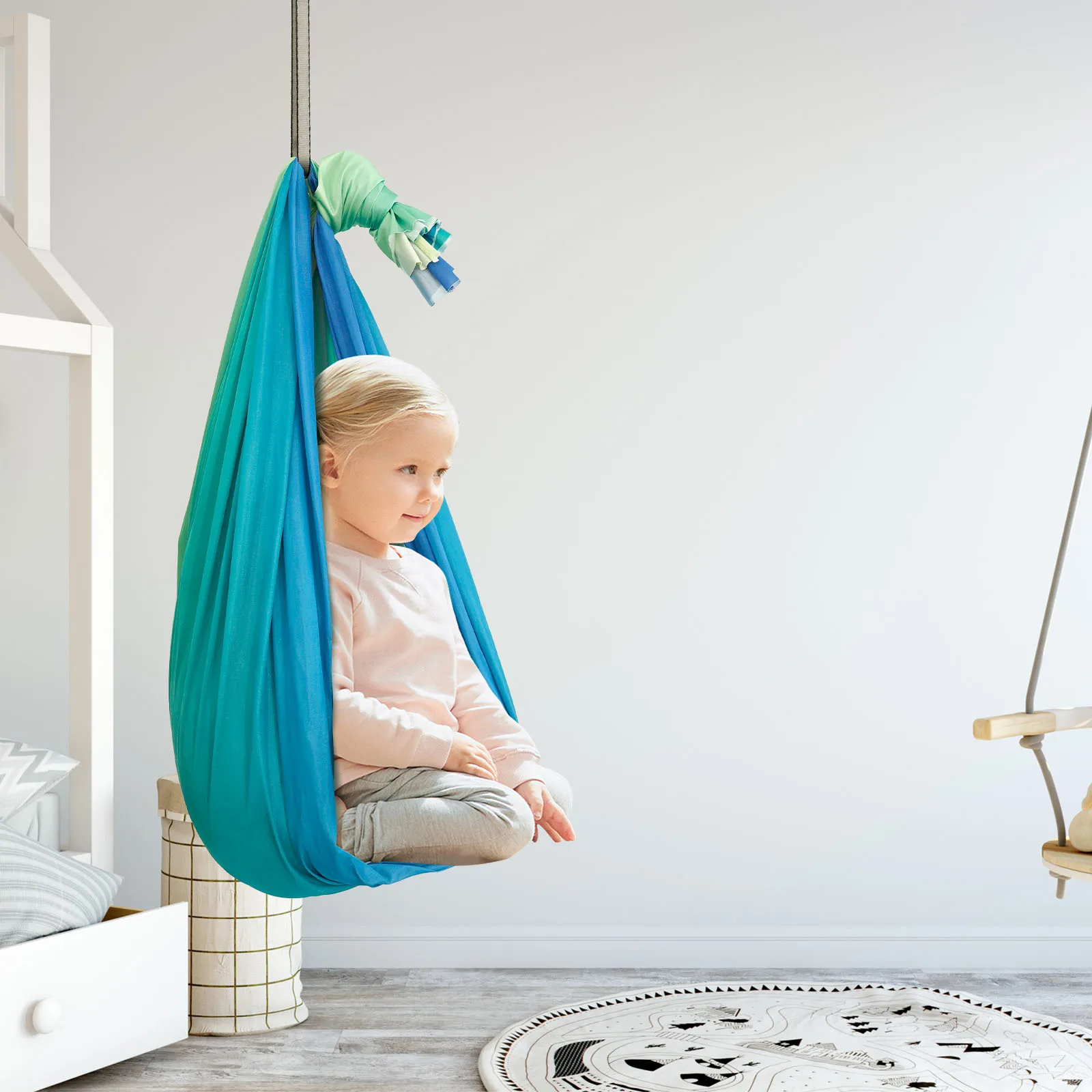 Kids Outdoor Hanging Chair - Sensory Swings Double Layer Kids Adults