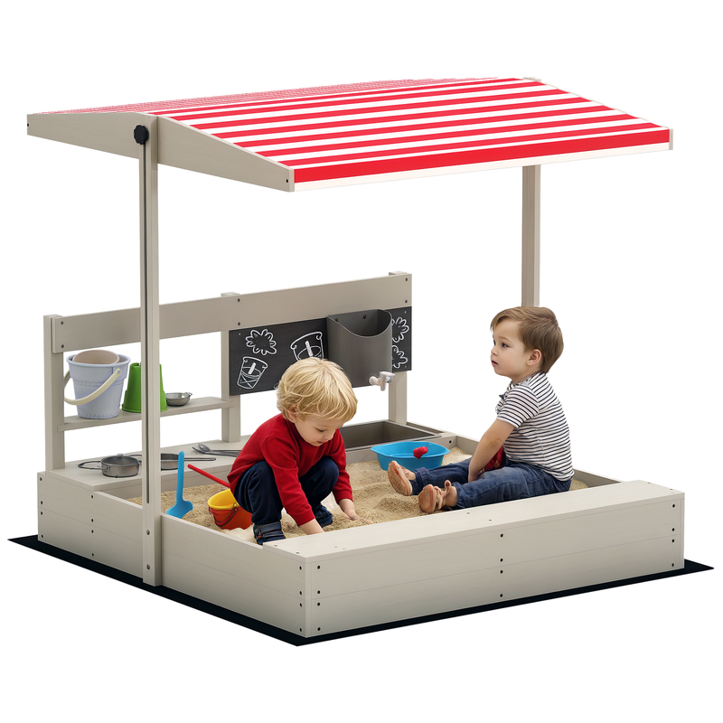 Kids Outdoor Sandbox - Outsunny Kids Sandbox with Height Adjustable