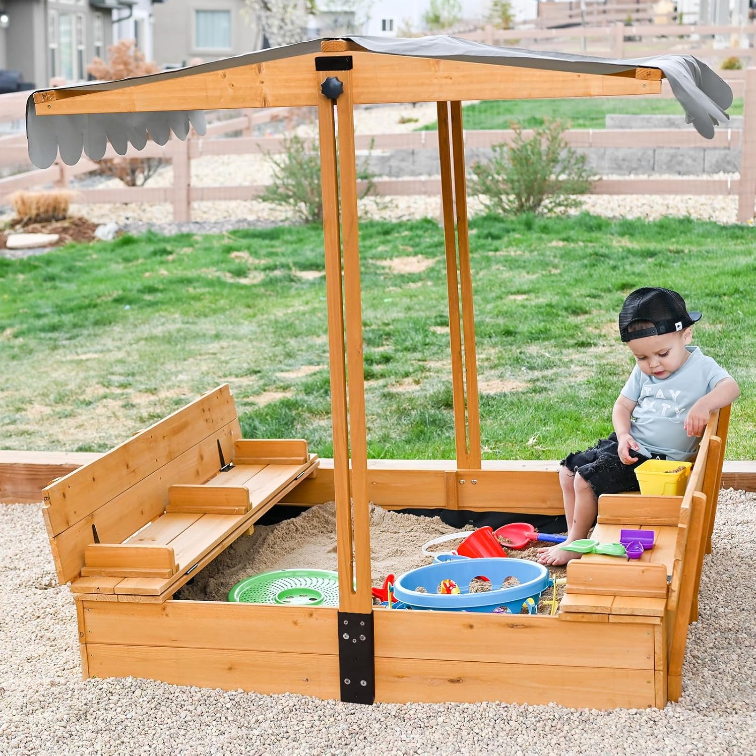 Kids Outdoor Sandbox - Kids Sandbox with Lid – Large