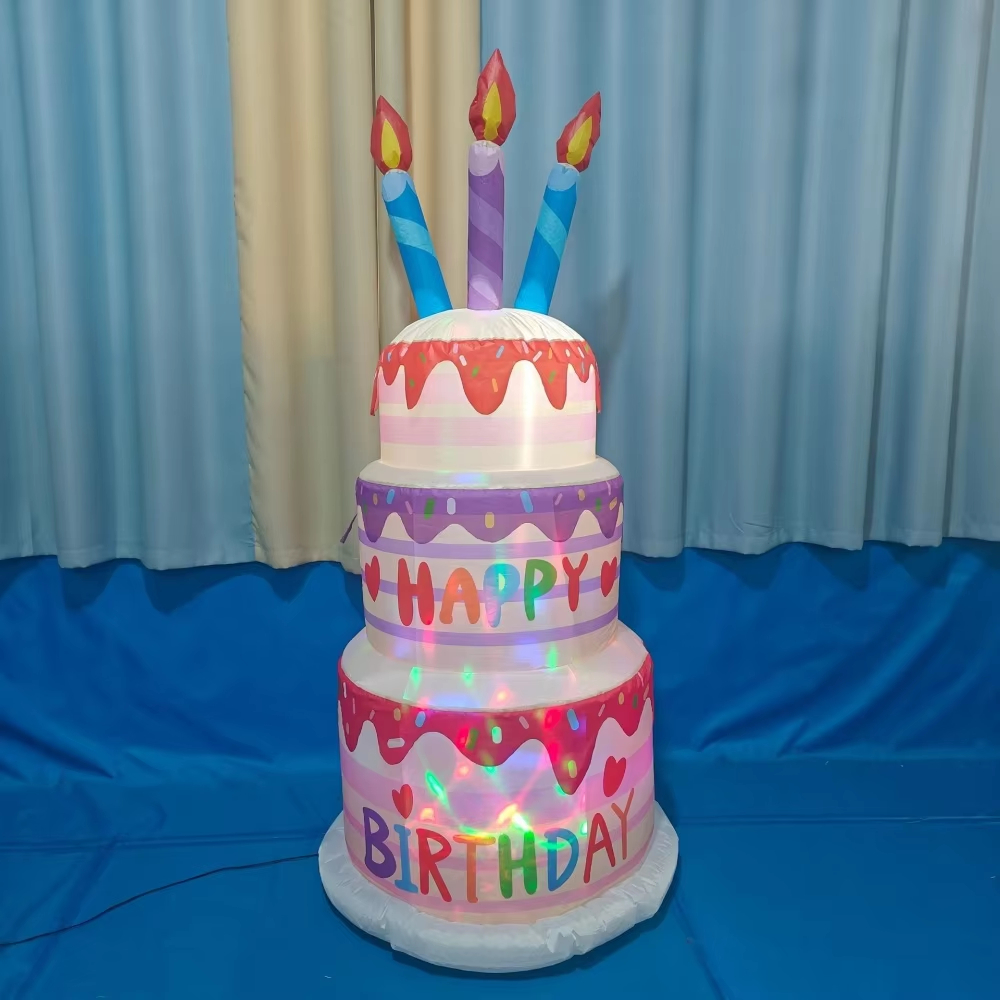 Kids Outdoor Decor - 1.8M Inflatable Birthday Cake Decoration Happy