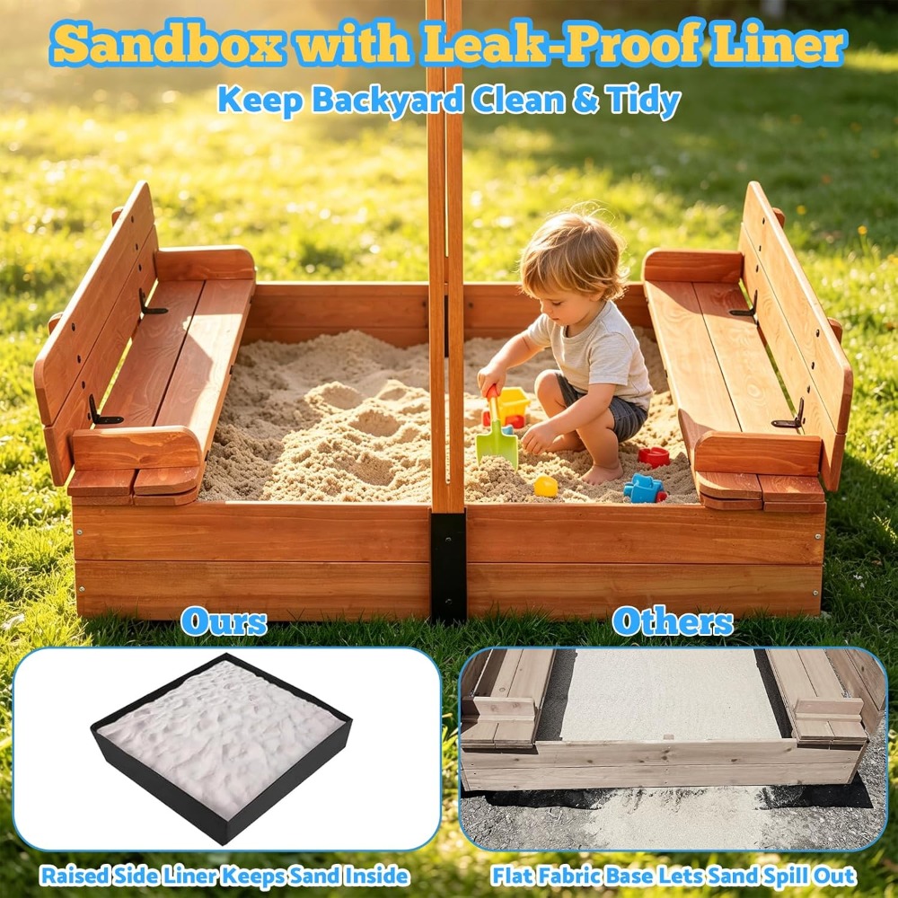 US Shipping Wooden Kids Sandbo - مراجعة Kids Outdoor Sandbox وسعره