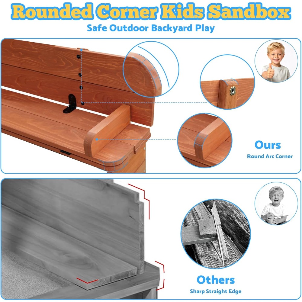 US Shipping Wooden Kids Sandbo - مراجعة Kids Outdoor Sandbox وسعره