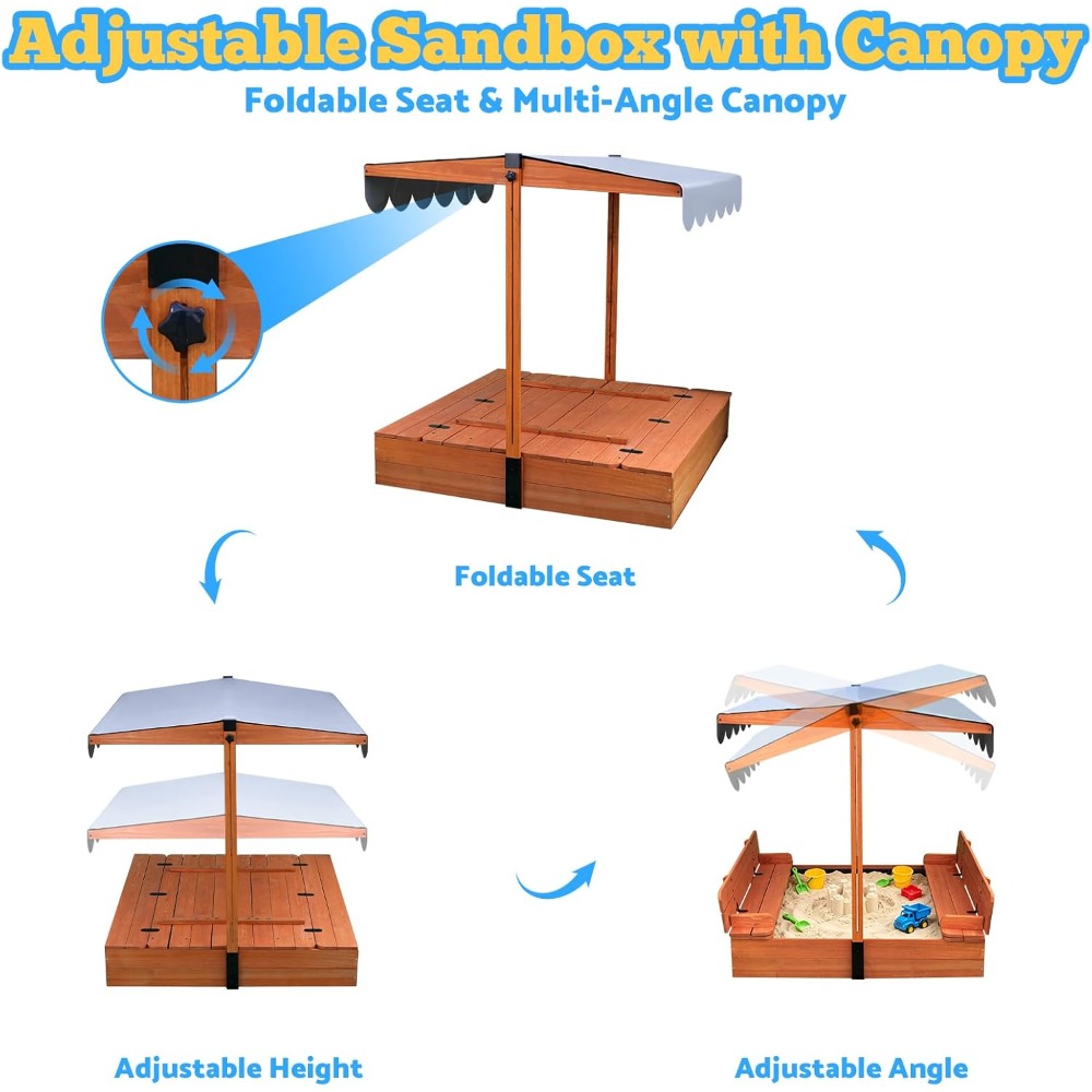 US Shipping Wooden Kids Sandbo - مراجعة Kids Outdoor Sandbox وسعره