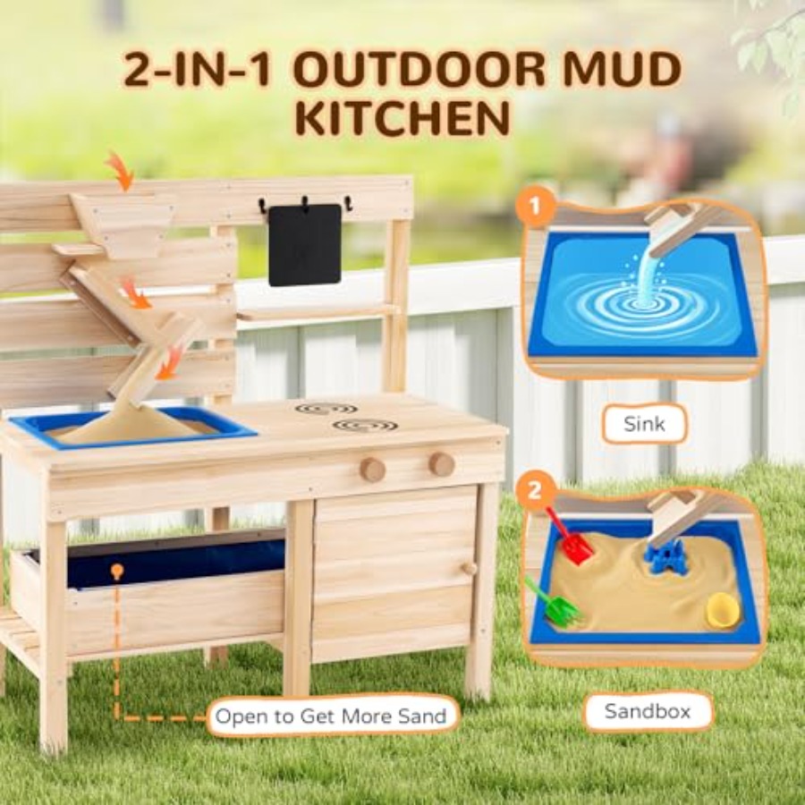 Outdoor mud kitchen for kids a - مراجعة Kids Outdoor Sandbox وسعره