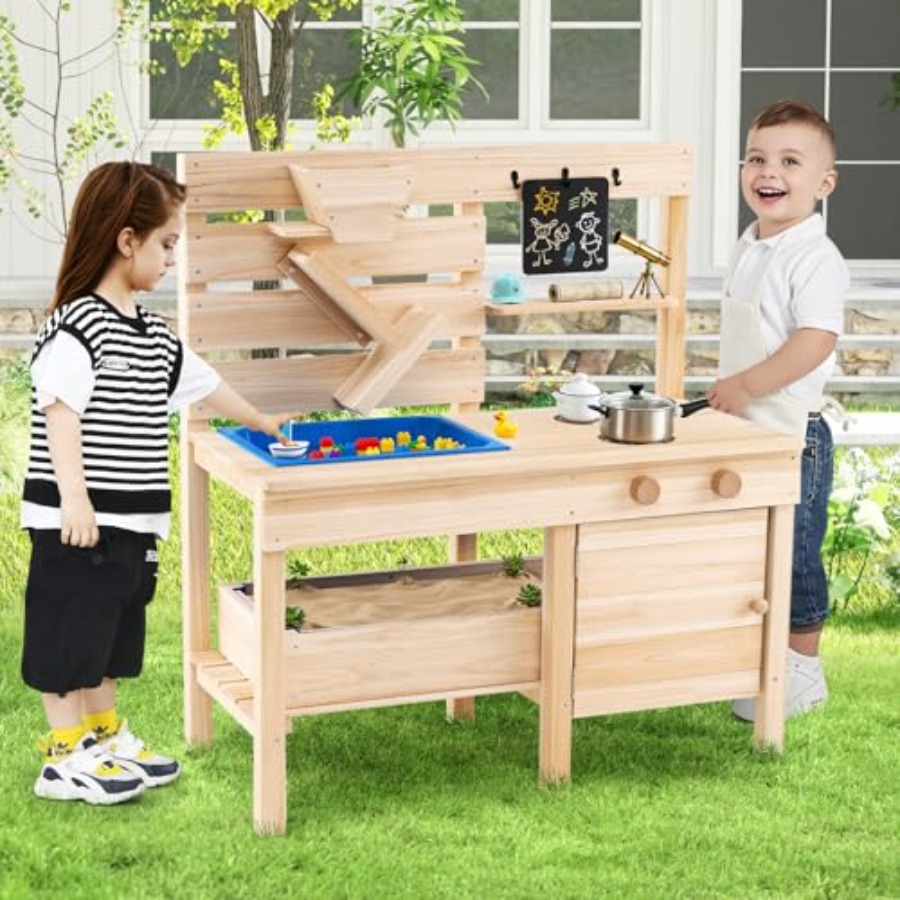 Outdoor mud kitchen for kids a - مراجعة Kids Outdoor Sandbox وسعره