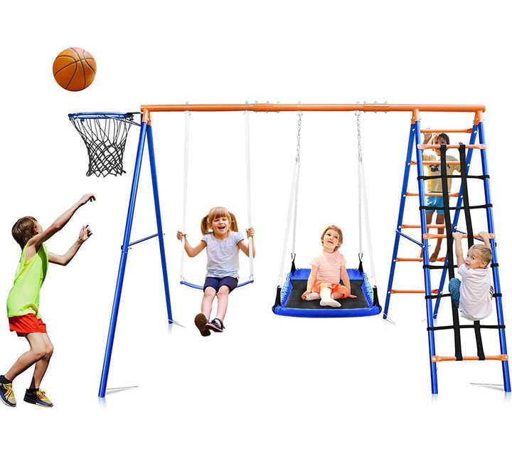 3-in-1 Kids Swing Slide Climbi - مراجعة Kids Outdoor Hanging Chair وسعره