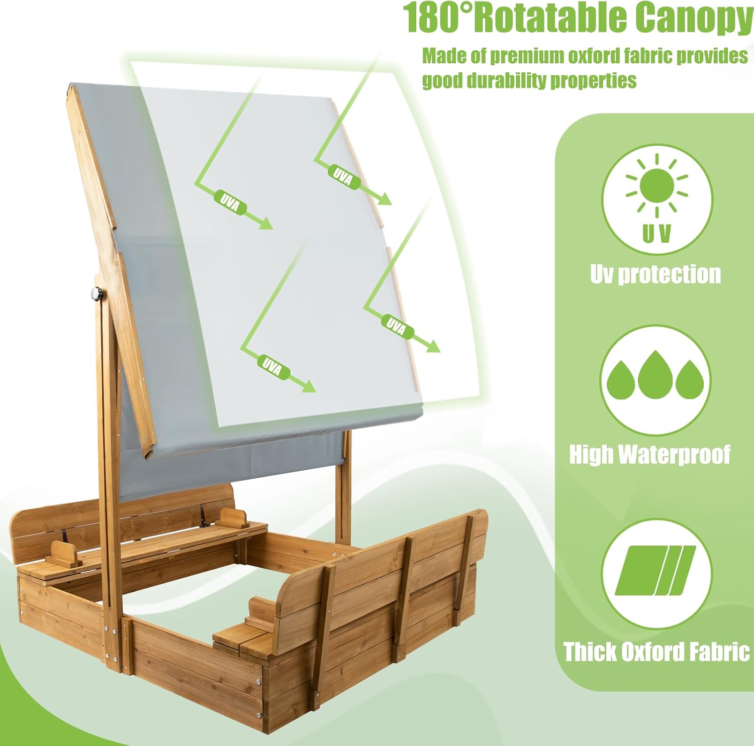 Wooden Sandbox with Lid, Kids  - مراجعة Kids Outdoor Sandbox وسعره
