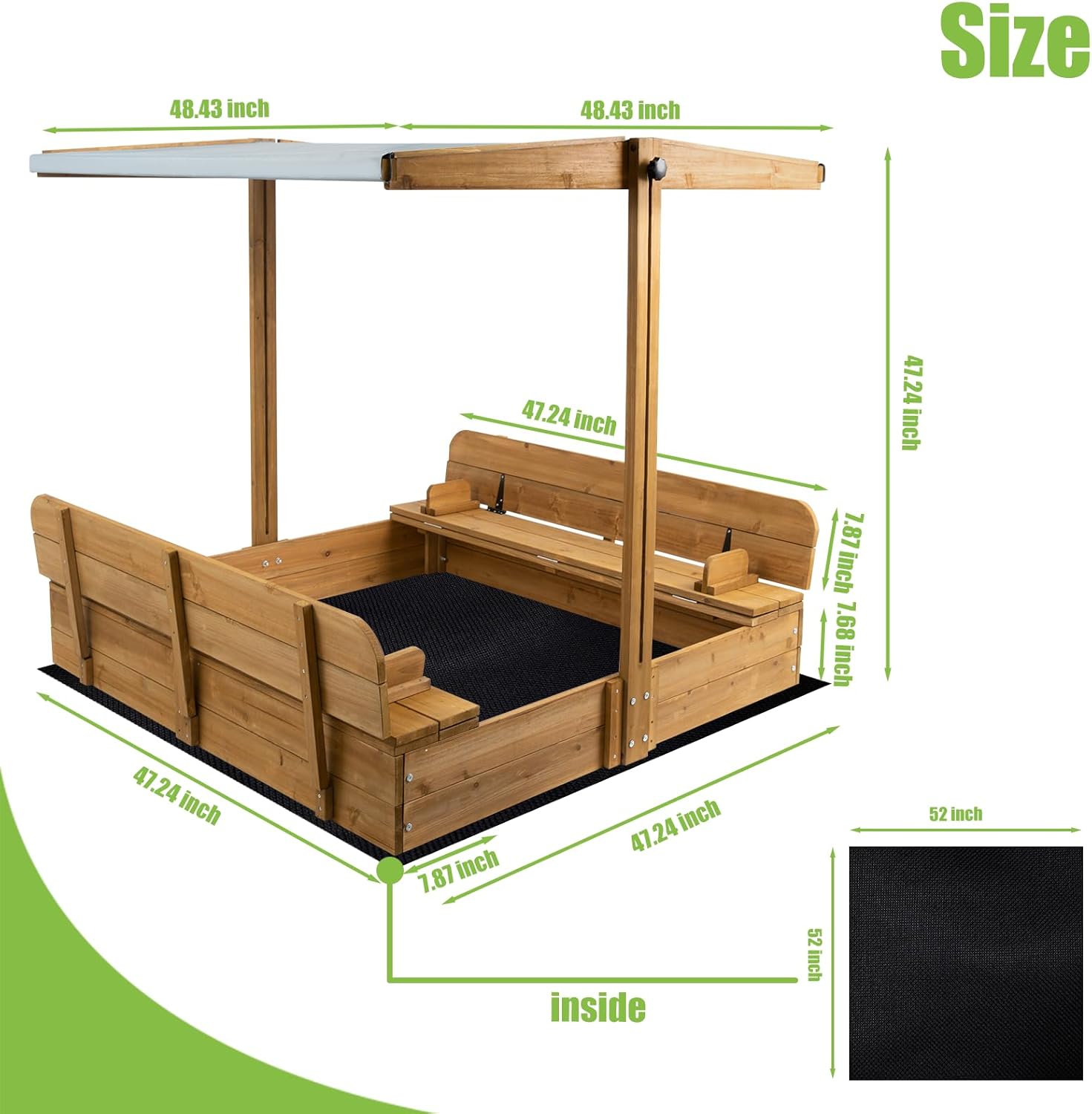 Wooden Sandbox with Lid, Kids  - مراجعة Kids Outdoor Sandbox وسعره