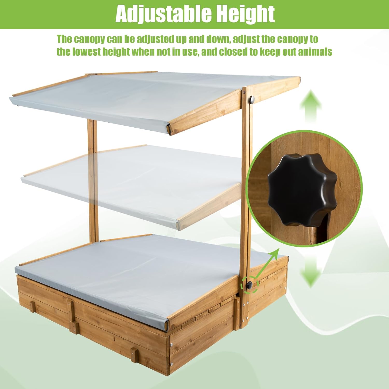 Wooden Sandbox with Lid, Kids  - مراجعة Kids Outdoor Sandbox وسعره