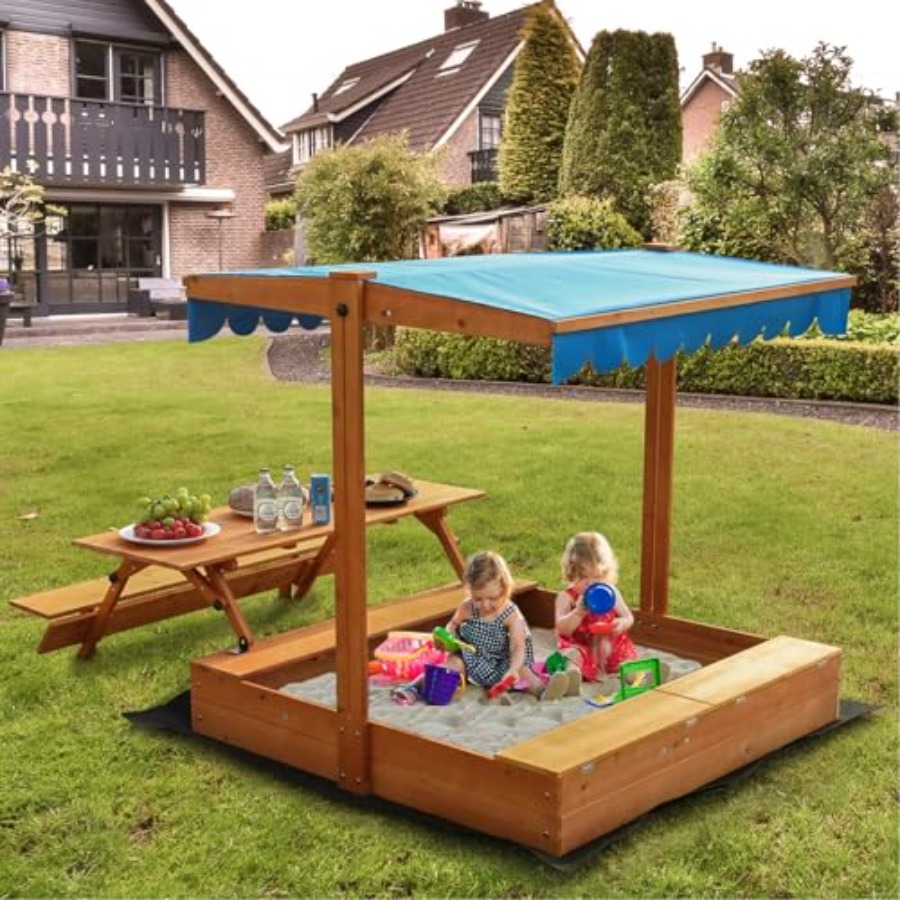 Backyard outdoor kids wooden s - مراجعة Kids Outdoor Sandbox وسعره