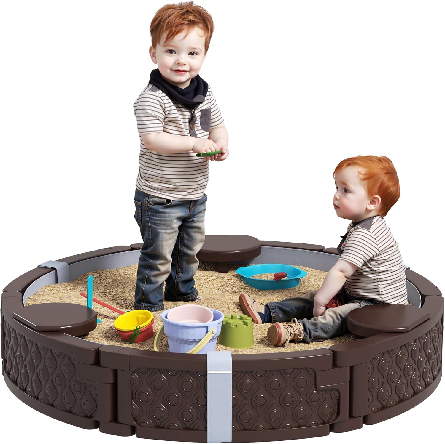 Kids Sandbox with Cover, Round - مراجعة Kids Outdoor Sandbox وسعره