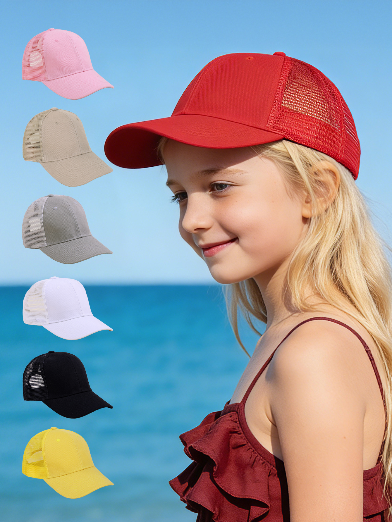 1 pc solid color mesh baseball - مراجعة Kids Outdoor Hat وسعره