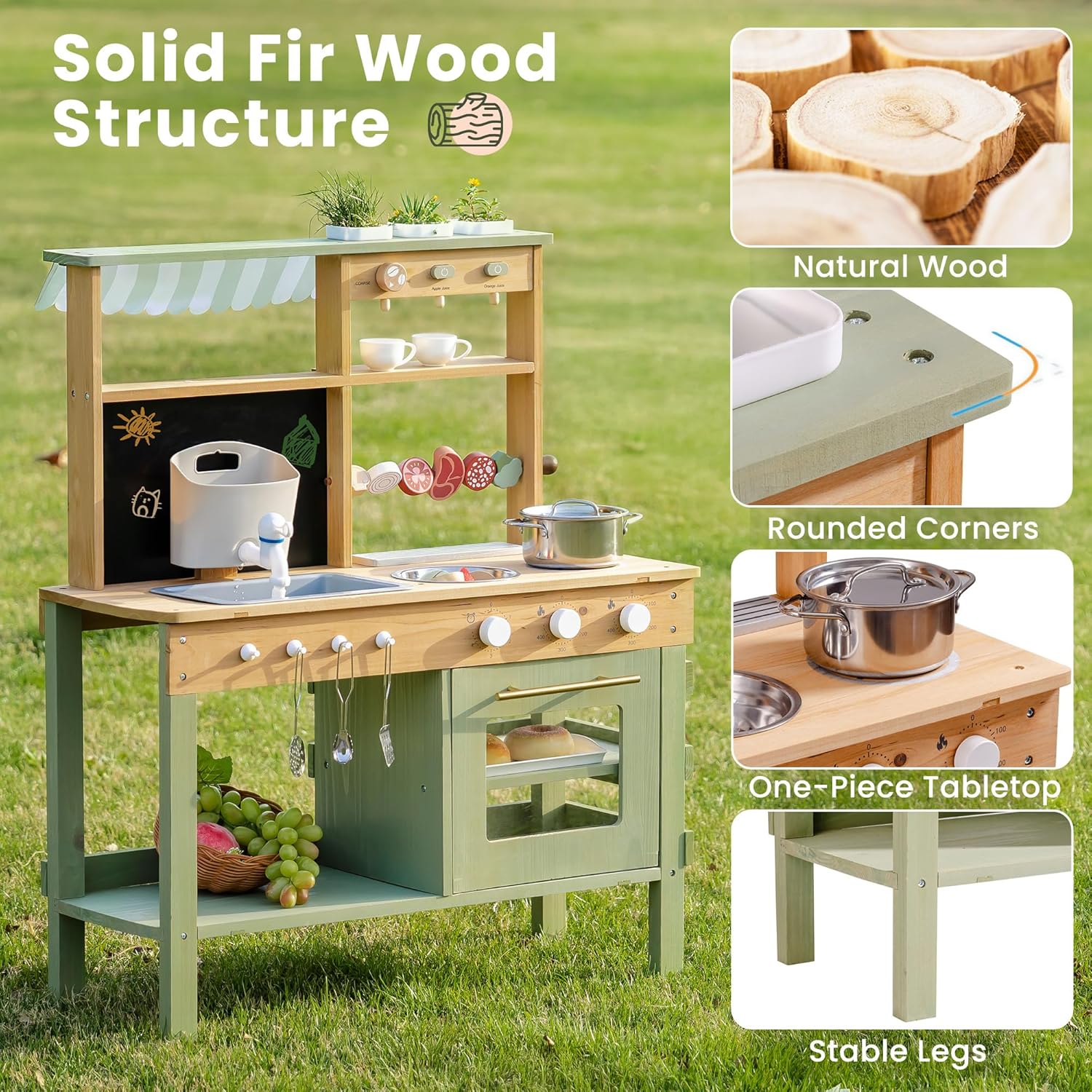 Wooden Mud Kitchen for Kids, O - مراجعة Kids Outdoor Bbq وسعره