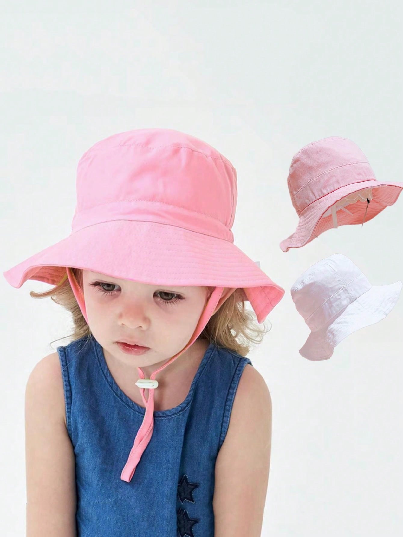 1pc Pink Flat Top Bucket Hat f - مراجعة Kids Outdoor Hat وسعره