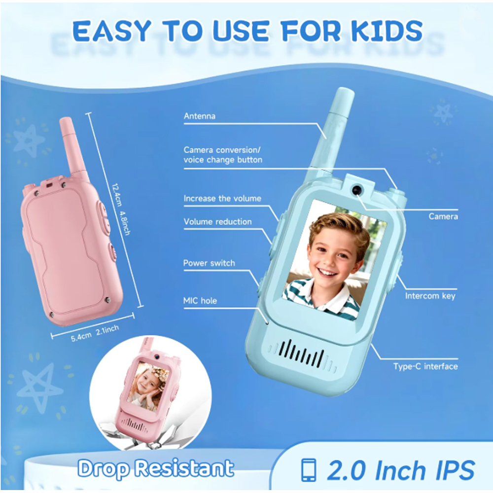2PCS Video Walkie Talkies Mini - مراجعة Kids Outdoor Voices وسعره