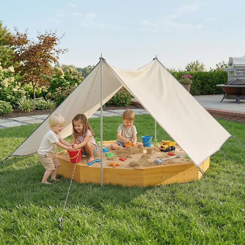 Qaba Wooden Sandbox with Large - مراجعة Kids Outdoor Sandbox وسعره