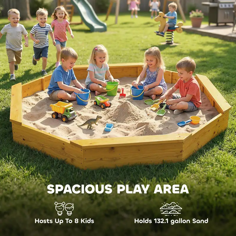 Qaba Wooden Sandbox with Large - مراجعة Kids Outdoor Sandbox وسعره