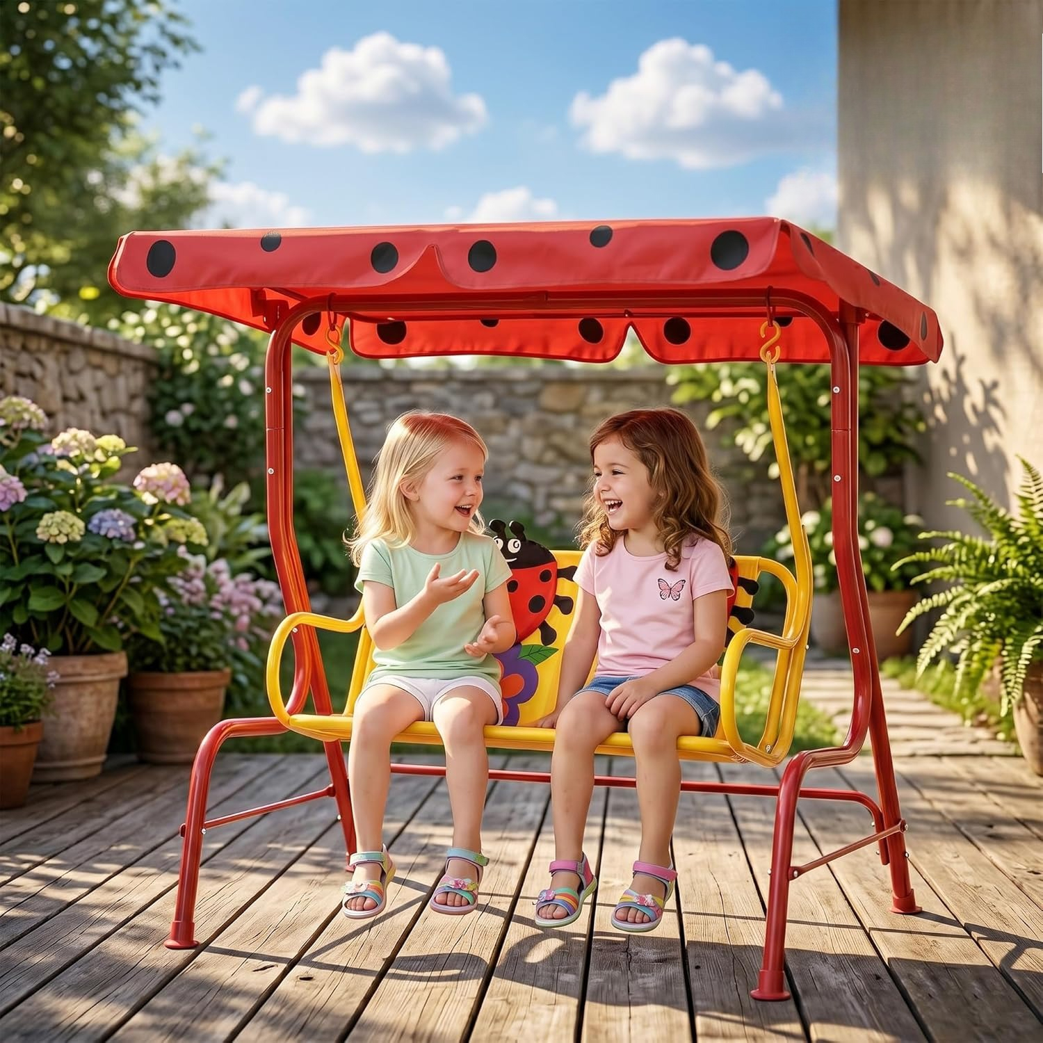 Kids Patio Swing, 2-Seater Out - مراجعة Kids Outdoor Hanging Chair وسعره
