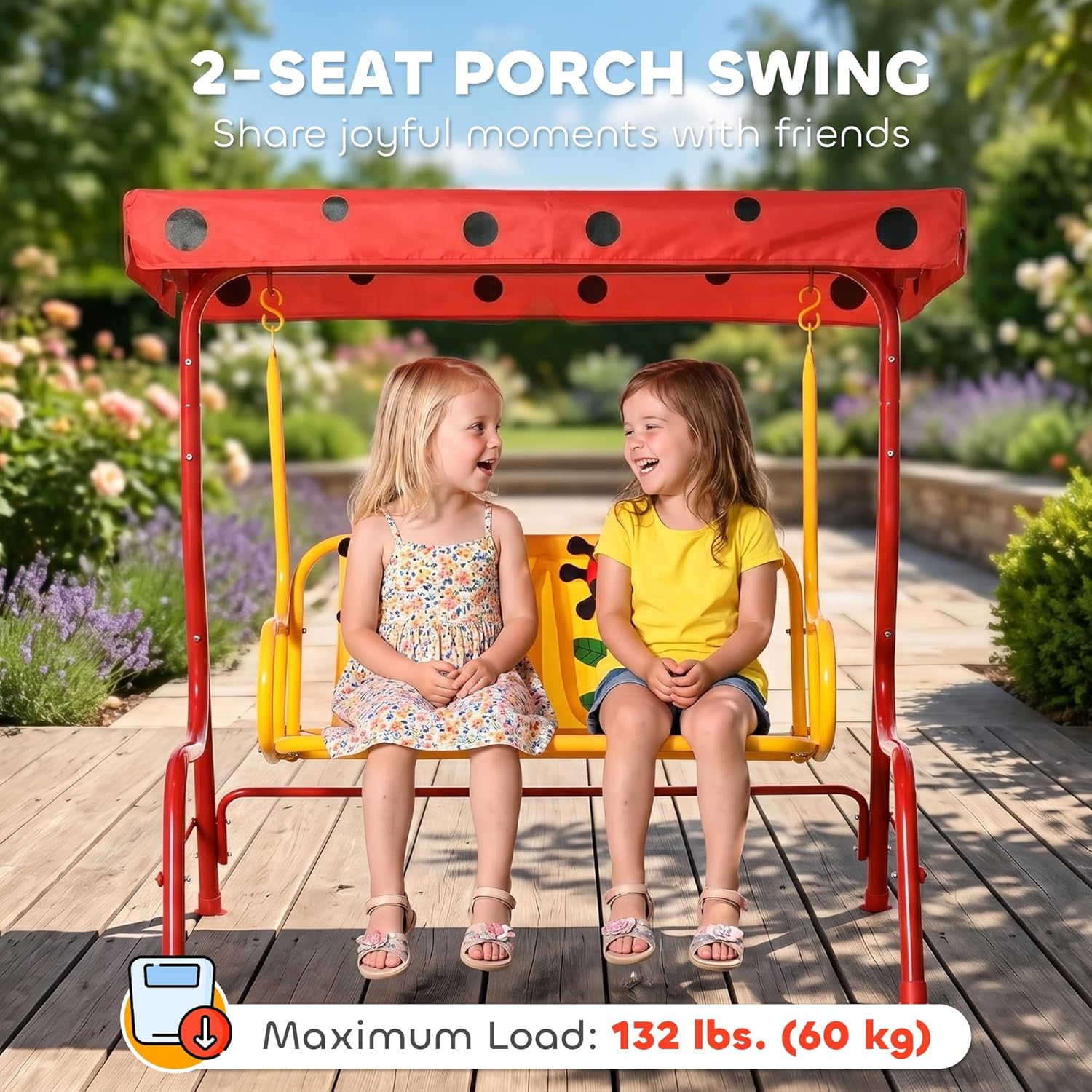 Kids Patio Swing, 2-Seater Out - مراجعة Kids Outdoor Hanging Chair وسعره