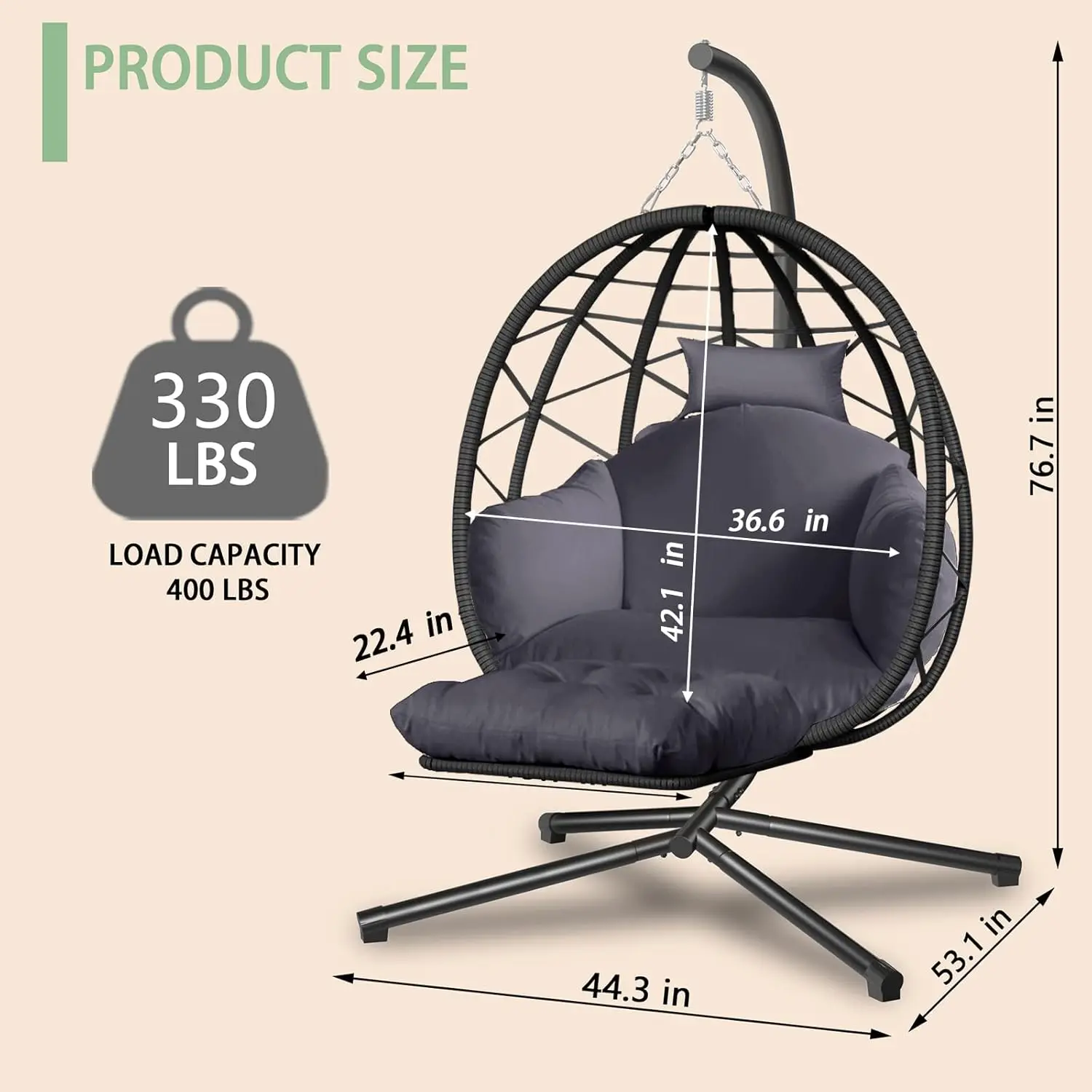 Hanging Egg Chair with Stand a - مراجعة Kids Outdoor Hanging Chair وسعره