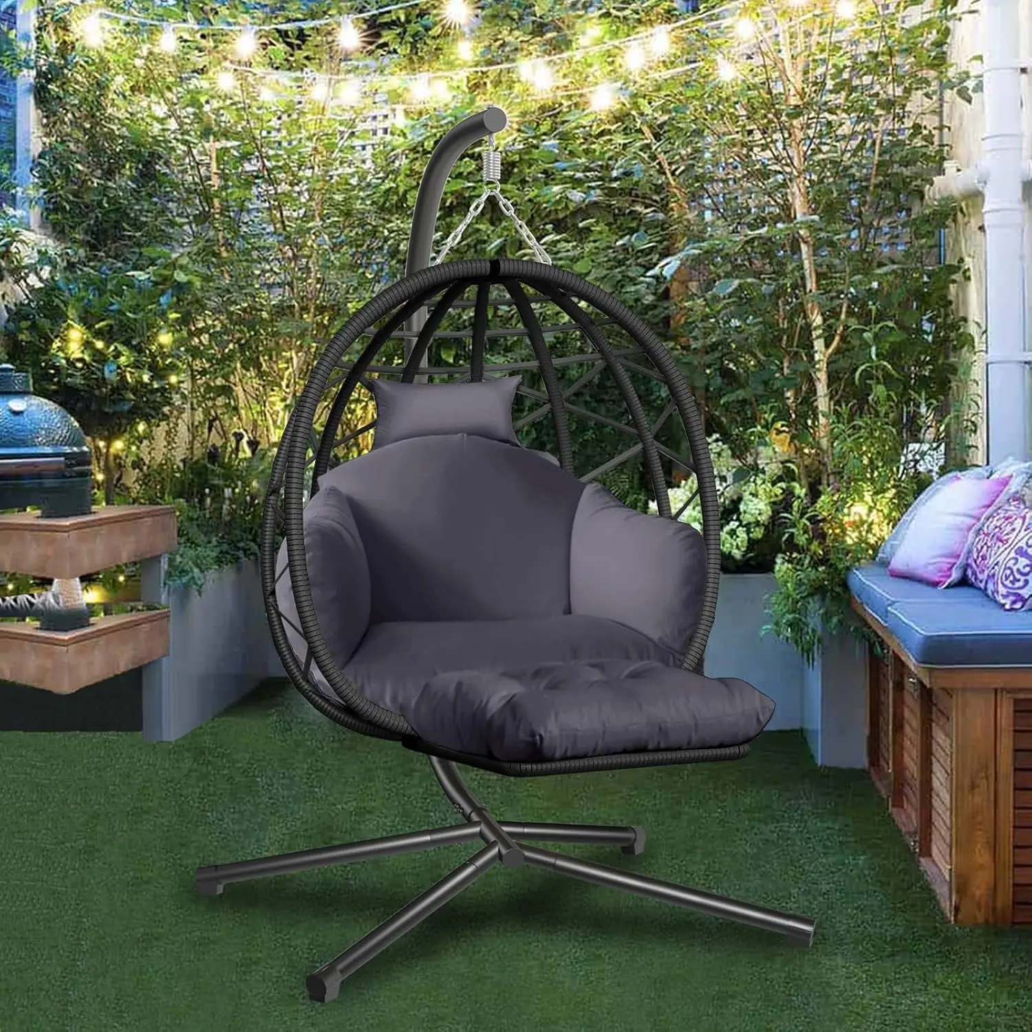 Hanging Egg Chair with Stand a - مراجعة Kids Outdoor Hanging Chair وسعره