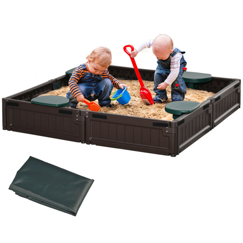 Kids Outdoor Sandbox with Cove - مراجعة Kids Outdoor Sandbox وسعره