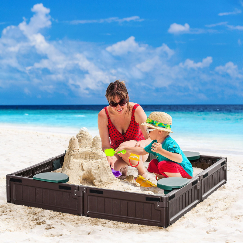 Kids Outdoor Sandbox with Cove - مراجعة Kids Outdoor Sandbox وسعره