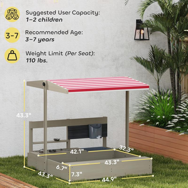 Outsunny Kids Sandbox with Hei - مراجعة Kids Outdoor Sandbox وسعره