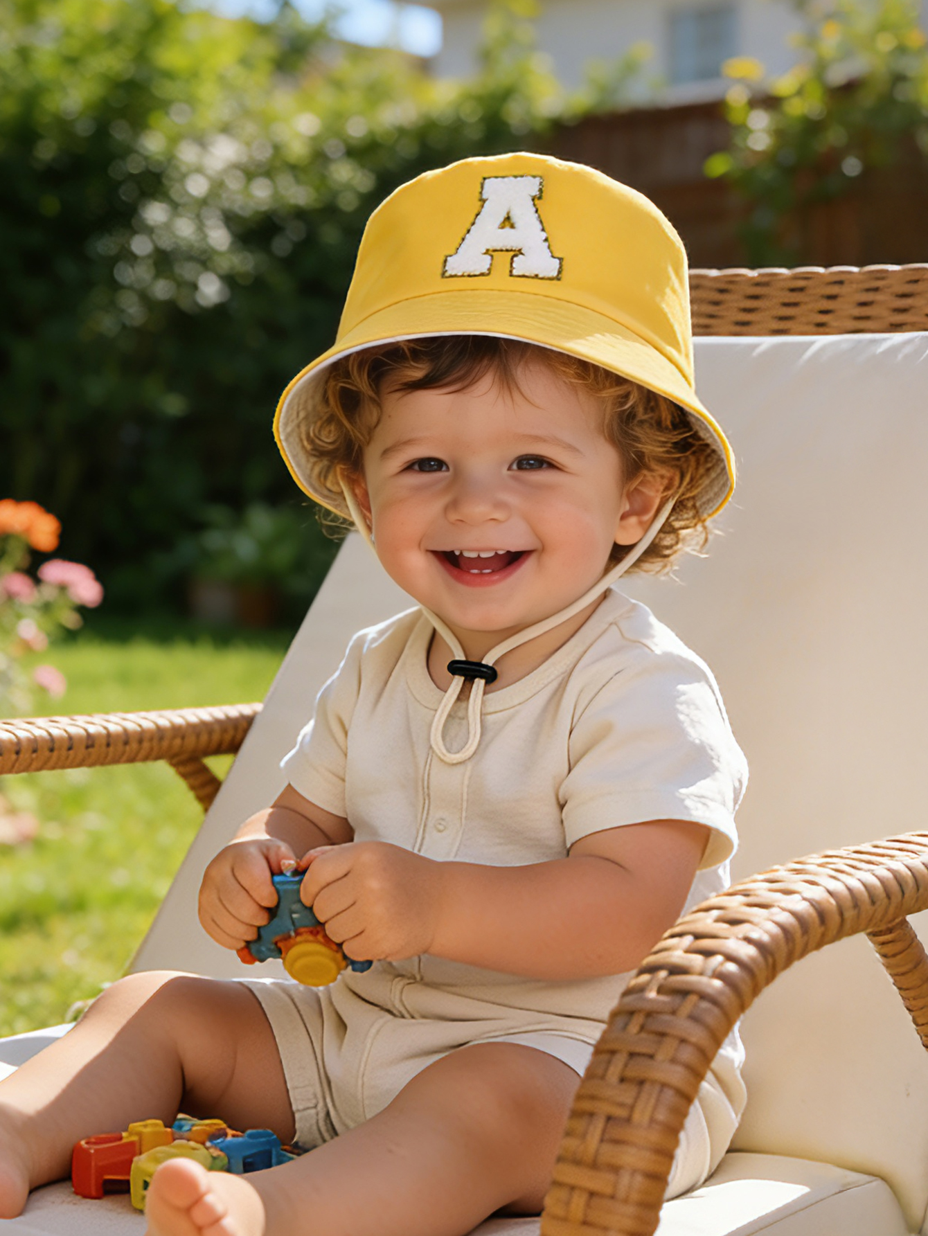 1pc yellow Kids 26 Letter Prin - مراجعة Kids Outdoor Hat وسعره