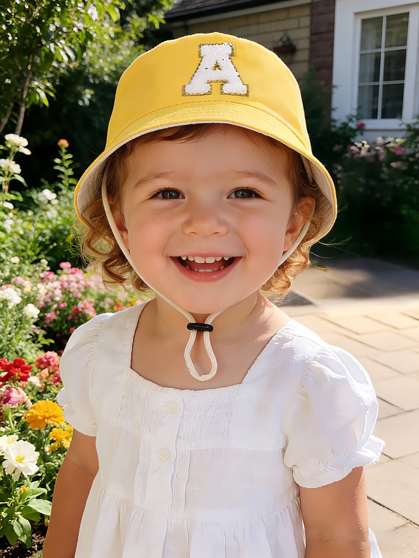 1pc yellow Kids 26 Letter Prin - مراجعة Kids Outdoor Hat وسعره