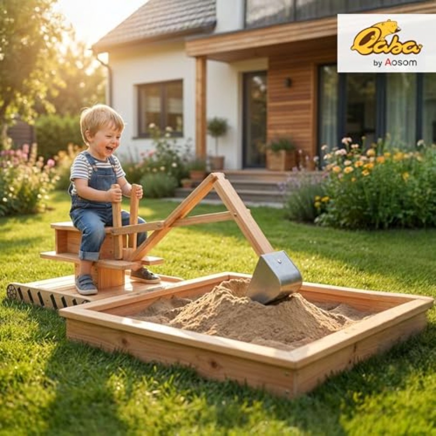 Outdoor wooden sandbox for kid - مراجعة Kids Outdoor Sandbox وسعره