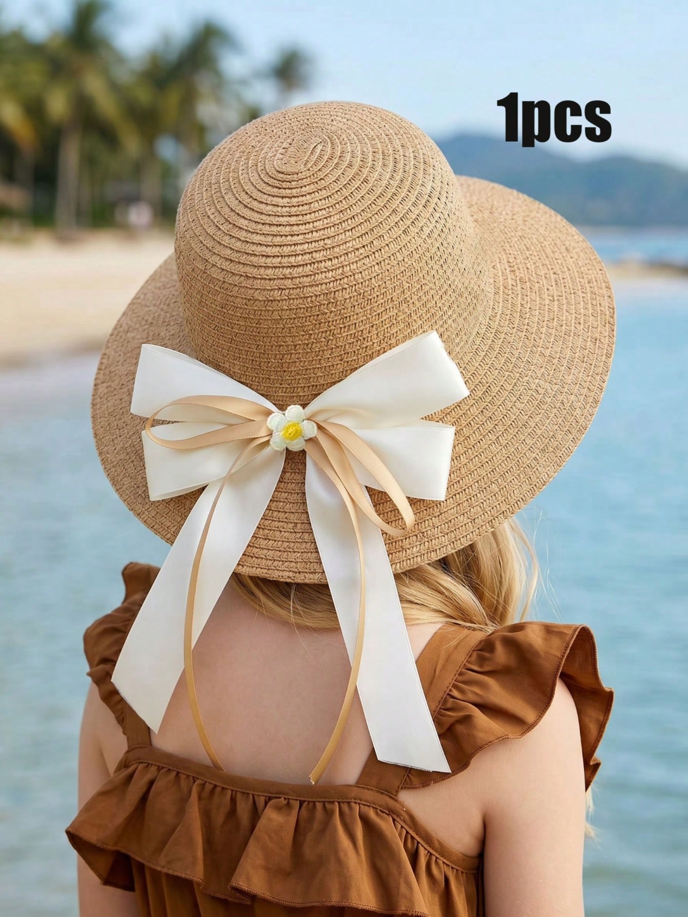 1Pc 3-8Y Girls Coffee Bow Stra - مراجعة Kids Outdoor Hat وسعره