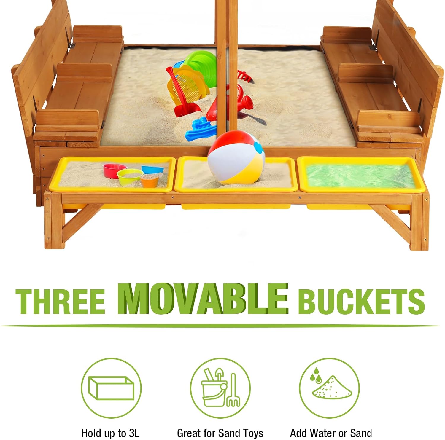 Wooden Sandbox Backyard Sand B - مراجعة Kids Outdoor Sandbox وسعره